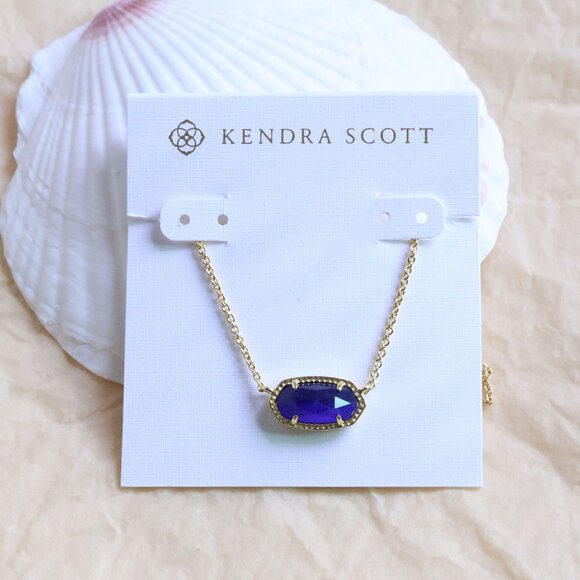 Kendra Scott Gold Elisa Cobalt Cat's Eye Necklace - Picture 1 of 2